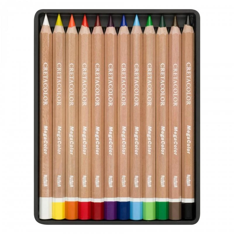 Spalvotų storų pieštukų rinkinys 12 vnt MegaColor Cretacolor
