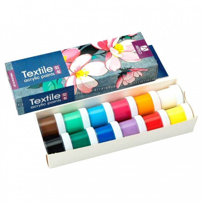 Tekstilinių dažų rinkinys ARTEO 12x10 ml, Rosa