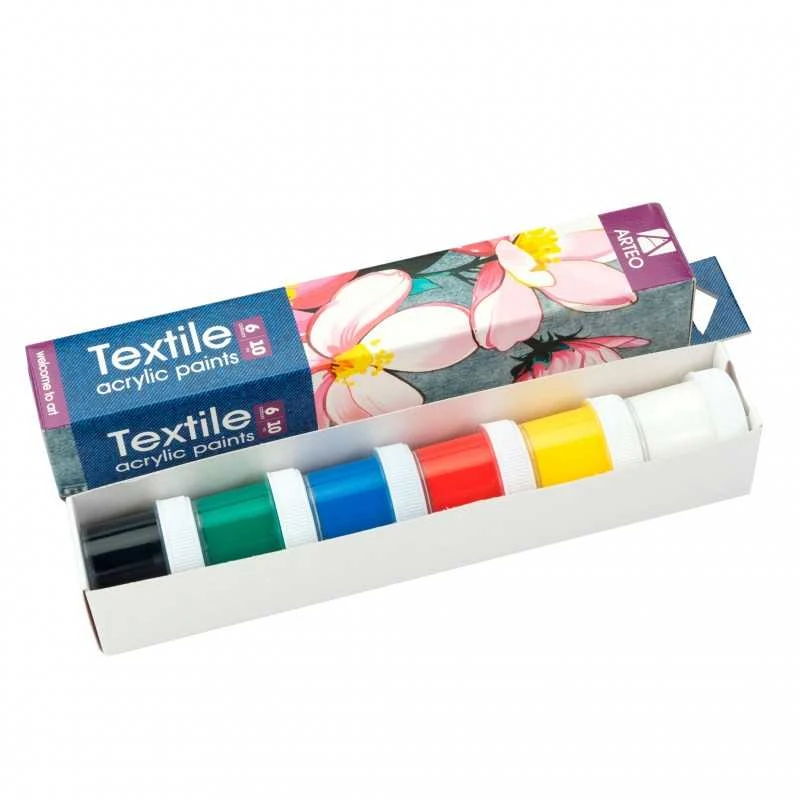 Tekstilinių dažų rinkinys ARTEO 6x10 ml, Rosa