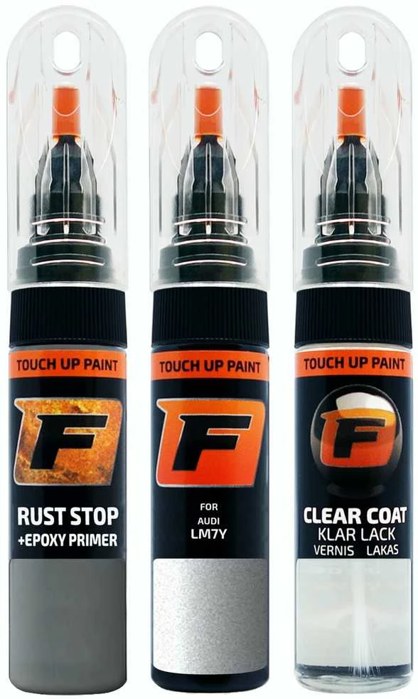 Firanto AUDI LM7Y - POLARSILBER Rinkinys: Dažų korektorius įbrėžimų taisymui + Rūdžių modifikatorius + Lakas 15 ml