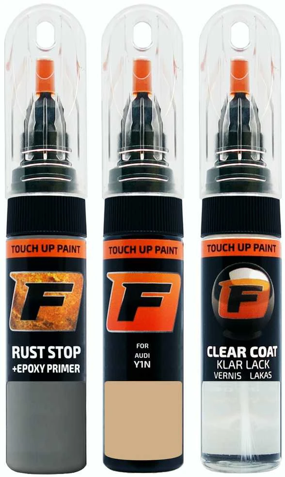 Firanto AUDI Y1N - SANTOSBEIGE Rinkinys: Dažų korektorius įbrėžimų taisymui + Rūdžių modifikatorius + Lakas 15 ml