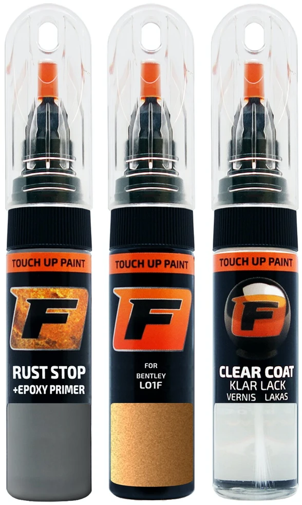 Firanto BENTLEY LO1F - SUNBURST GOLD Rinkinys: Dažų korektorius įbrėžimų taisymui + Rūdžių modifikatorius + Lakas 15 ml