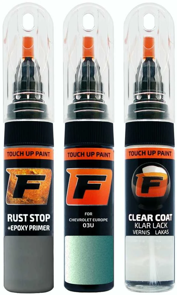 Firanto CHEVROLET EUROPE 03U - AQUA Žalias Rinkinys: Dažų korektorius įbrėžimų taisymui + Rūdžių modifikatorius + Lakas 15 ml