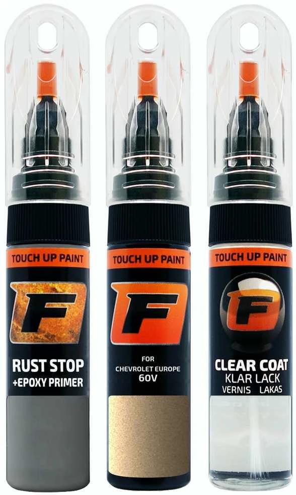 Firanto CHEVROLET EUROPE 60V - RICH GOLD Rinkinys: Dažų korektorius įbrėžimų taisymui + Rūdžių modifikatorius + Lakas 15 ml