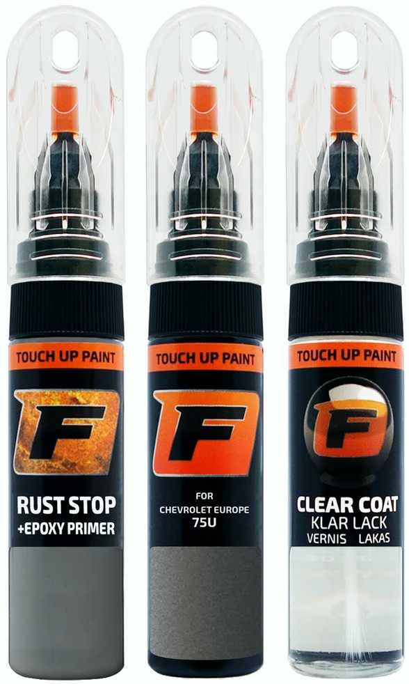 Firanto CHEVROLET EUROPE 75U - DARK Pilkas Rinkinys: Dažų korektorius įbrėžimų taisymui + Rūdžių modifikatorius + Lakas 15 ml