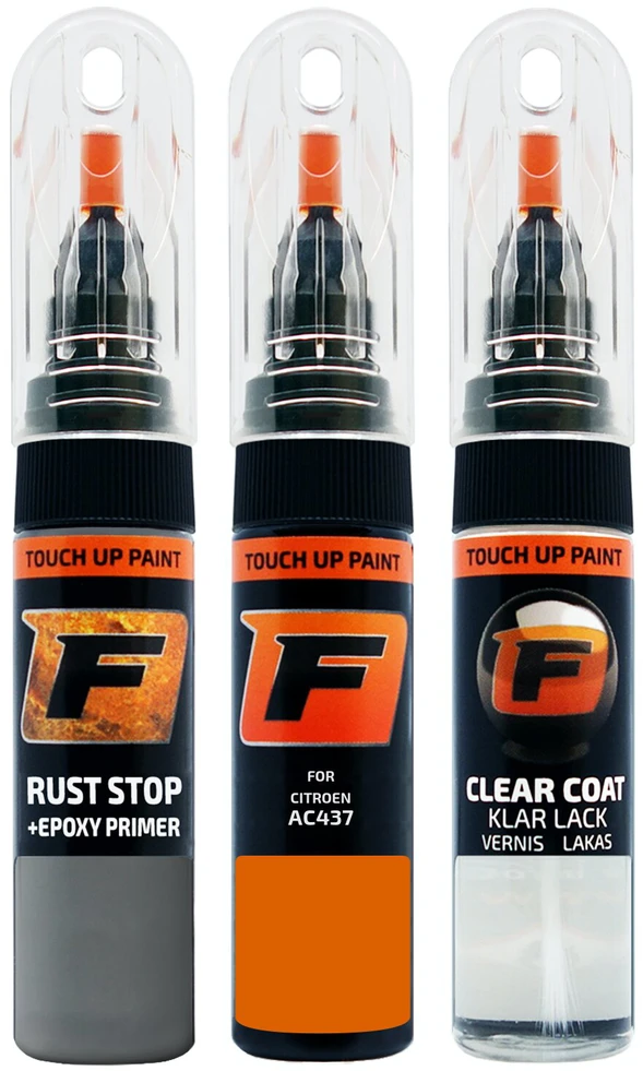 Firanto CITROEN AC437 - MANDARINE Rinkinys: Dažų korektorius įbrėžimų taisymui + Rūdžių modifikatorius + Lakas 15 ml