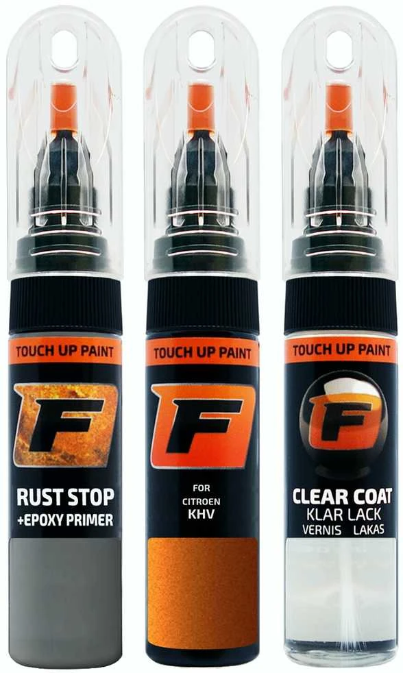 Firanto CITROEN KHV - Oranžinis BATIK Rinkinys: Dažų korektorius įbrėžimų taisymui + Rūdžių modifikatorius + Lakas 15 ml