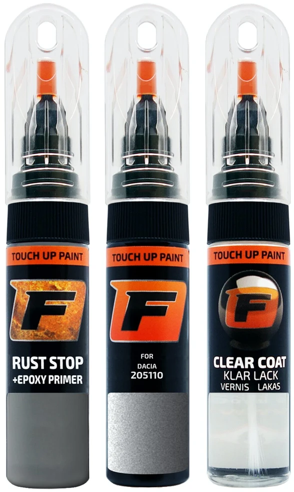 Firanto DACIA 205110 - GRIS METAL FROID Rinkinys: Dažų korektorius įbrėžimų taisymui + Rūdžių modifikatorius + Lakas 15 ml