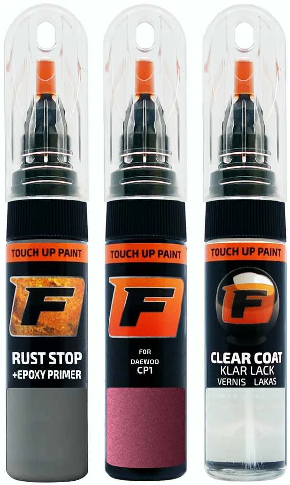 Firanto DAEWOO CP1 - CITY PURPLE Rinkinys: Dažų korektorius įbrėžimų taisymui + Rūdžių modifikatorius + Lakas 15 ml