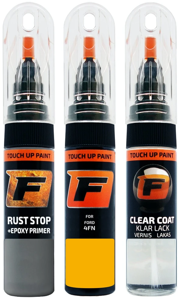 Firanto FORD 4FN - SCREAMING Geltonas Rinkinys: Dažų korektorius įbrėžimų taisymui + Rūdžių modifikatorius + Lakas 15 ml