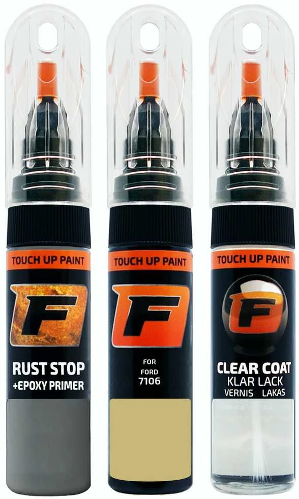 Firanto FORD 7106 - INCA GOLD Rinkinys: Dažų korektorius įbrėžimų taisymui + Rūdžių modifikatorius + Lakas 15 ml