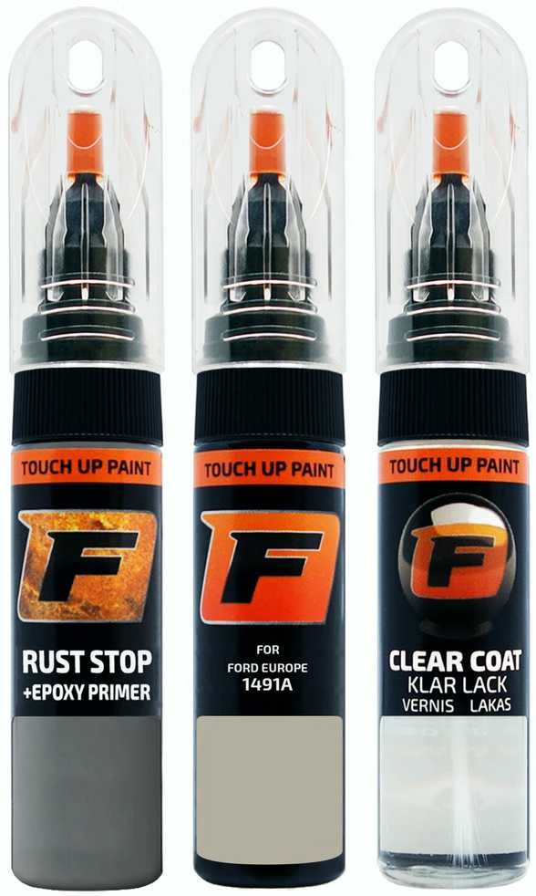 Firanto FORD EUROPE 1491A - DOVE (PALOMA) Pilkas Rinkinys: Dažų korektorius įbrėžimų taisymui + Rūdžių modifikatorius + Lakas 15 ml