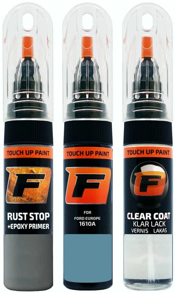 Firanto FORD EUROPE 1610A - LIGHT Mėlynas Rinkinys: Dažų korektorius įbrėžimų taisymui + Rūdžių modifikatorius + Lakas 15 ml