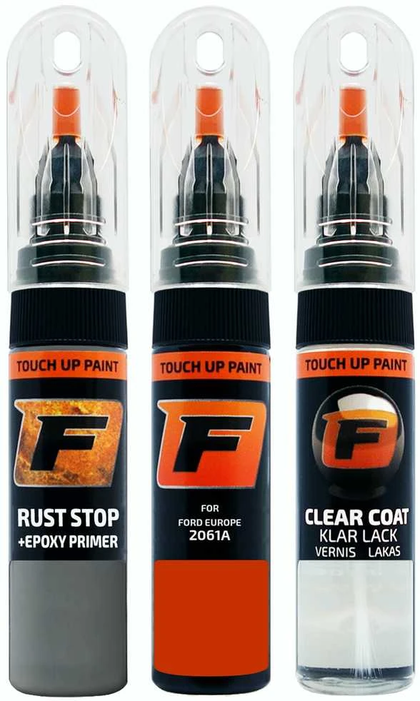 Firanto FORD EUROPE 2061A - VERMILLION Rinkinys: Dažų korektorius įbrėžimų taisymui + Rūdžių modifikatorius + Lakas 15 ml