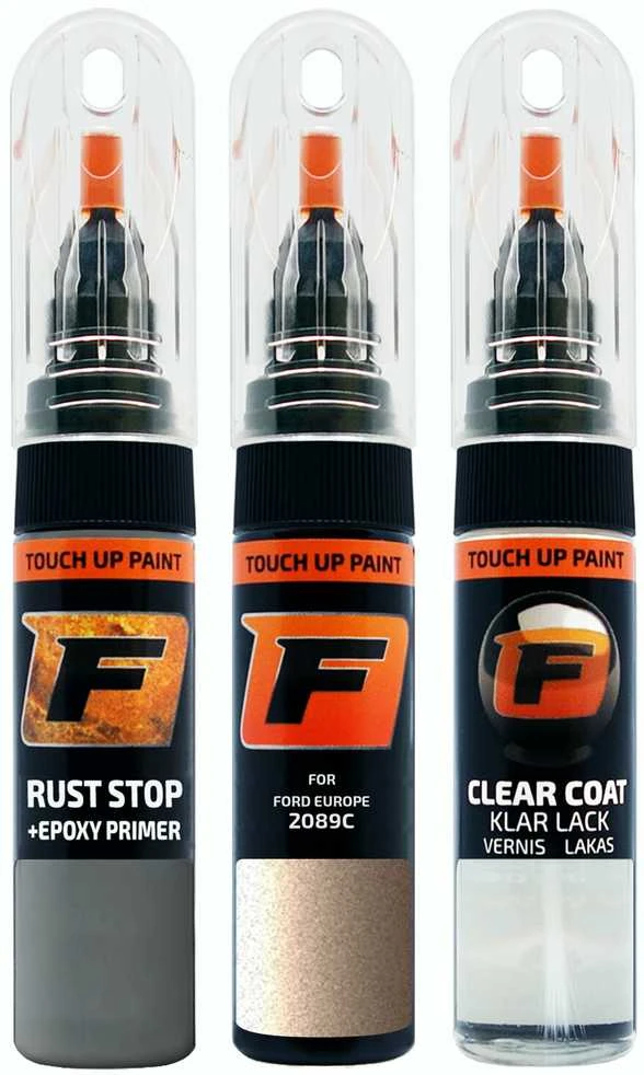 Firanto FORD EUROPE 2089C - SILICA GOLD Rinkinys: Dažų korektorius įbrėžimų taisymui + Rūdžių modifikatorius + Lakas 15 ml