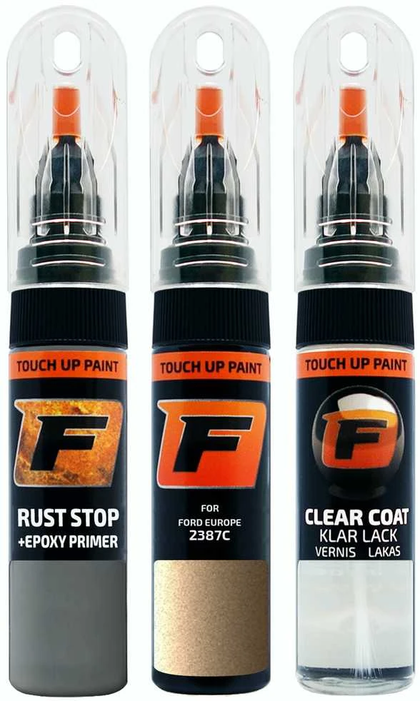Firanto FORD EUROPE 2387C - AZTEC GOLD Rinkinys: Dažų korektorius įbrėžimų taisymui + Rūdžių modifikatorius + Lakas 15 ml