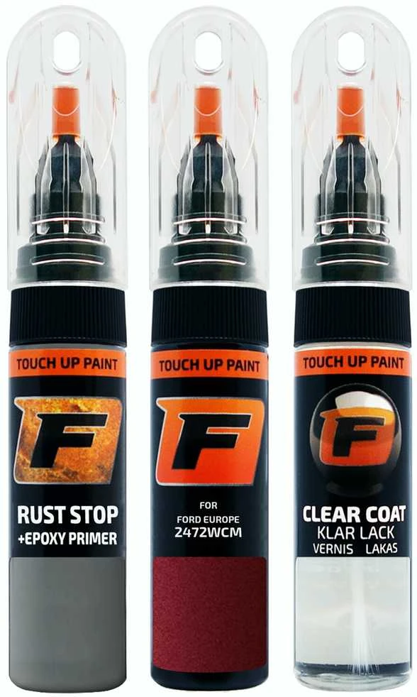 Firanto FORD EUROPE 2472WCM - NOUVEAU Raudonas Rinkinys: Dažų korektorius įbrėžimų taisymui + Rūdžių modifikatorius + Lakas 15 ml