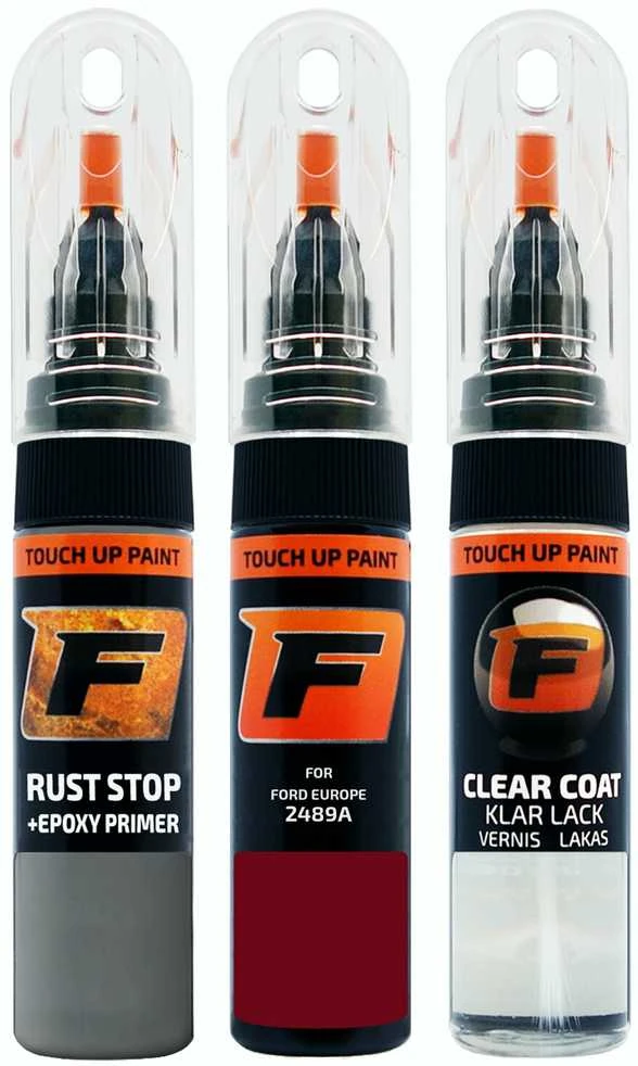 Firanto FORD EUROPE 2489A - APORTO Raudonas Rinkinys: Dažų korektorius įbrėžimų taisymui + Rūdžių modifikatorius + Lakas 15 ml