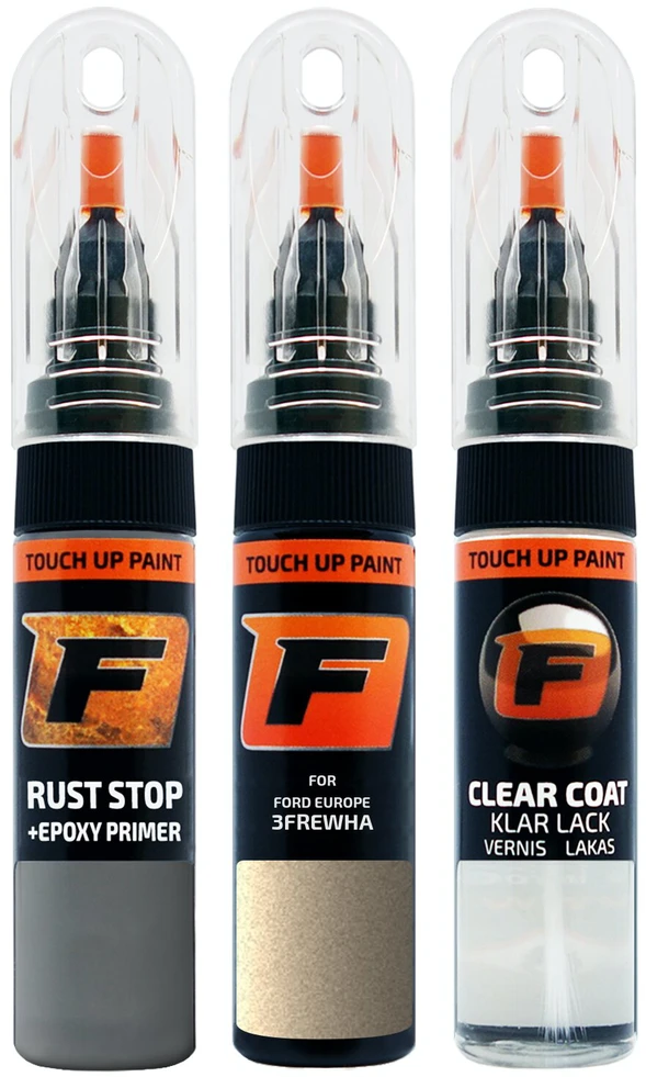 Firanto FORD EUROPE 3FREWHA - CHAMPAGNE GOLD Rinkinys: Dažų korektorius įbrėžimų taisymui + Rūdžių modifikatorius + Lakas 15 ml