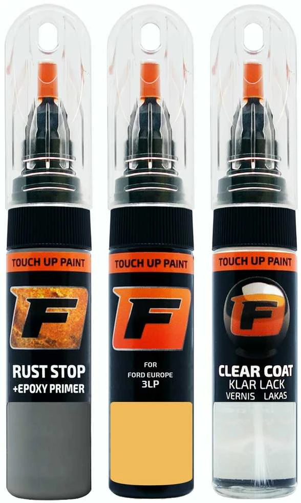 Firanto FORD EUROPE 3LP - CITRINE Geltonas Rinkinys: Dažų korektorius įbrėžimų taisymui + Rūdžių modifikatorius + Lakas 15 ml
