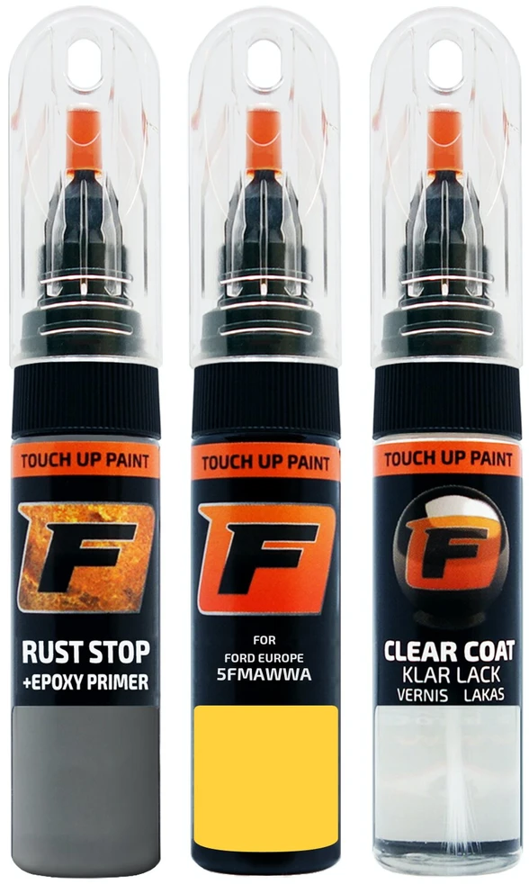 Firanto FORD EUROPE 5FMAWWA - BRIGHT Geltonas Rinkinys: Dažų korektorius įbrėžimų taisymui + Rūdžių modifikatorius + Lakas 15 ml