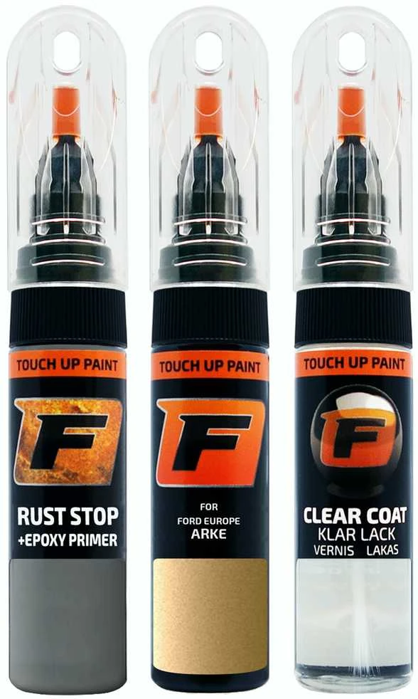 Firanto FORD EUROPE ARKE - CITRUS GOLD Rinkinys: Dažų korektorius įbrėžimų taisymui + Rūdžių modifikatorius + Lakas 15 ml