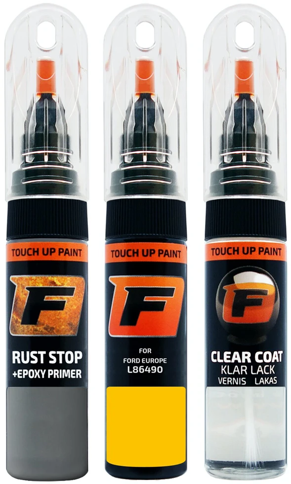 Firanto FORD EUROPE L86490 - RADIANT Geltonas Rinkinys: Dažų korektorius įbrėžimų taisymui + Rūdžių modifikatorius + Lakas 15 ml