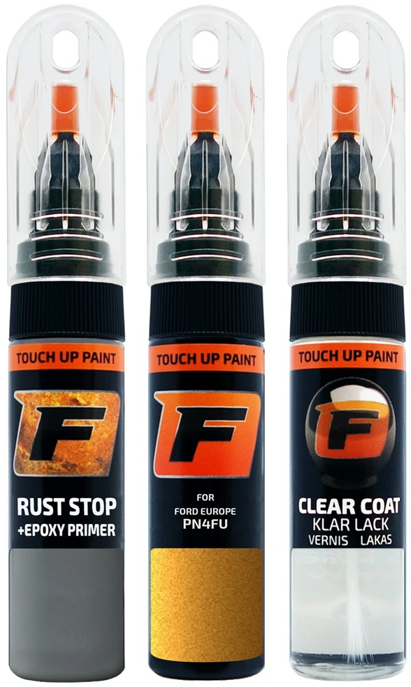 Firanto FORD EUROPE PN4FU - LUXE Geltonas Rinkinys: Dažų korektorius įbrėžimų taisymui + Rūdžių modifikatorius + Lakas 15 ml