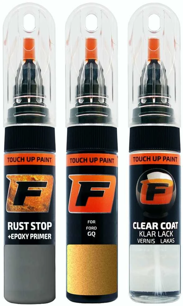 Firanto FORD GQ - AMBER GOLD Rinkinys: Dažų korektorius įbrėžimų taisymui + Rūdžių modifikatorius + Lakas 15 ml