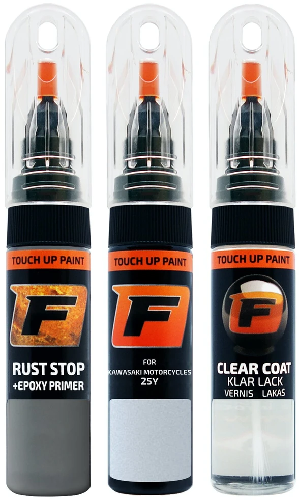 Firanto KAWASAKI MOTORCYCLES 25Y - BLANC PEARL STARDUST Rinkinys: Dažų korektorius įbrėžimų taisymui + Rūdžių modifikatorius + Lakas 15 ml