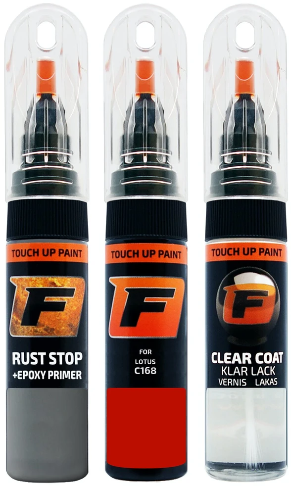 Firanto LOTUS C168 - FORMULA Raudonas Rinkinys: Dažų korektorius įbrėžimų taisymui + Rūdžių modifikatorius + Lakas 15 ml