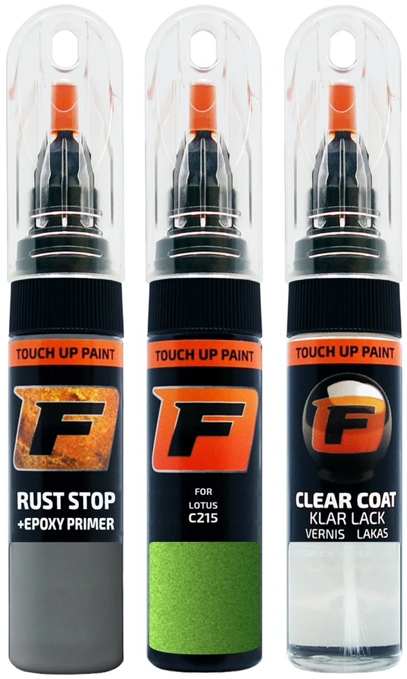 Firanto LOTUS C215 - VIVID Žalias Rinkinys: Dažų korektorius įbrėžimų taisymui + Rūdžių modifikatorius + Lakas 15 ml