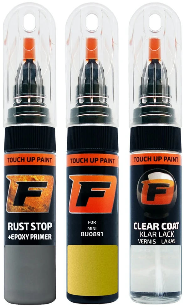 Firanto MINI BU0891 - ENERGETIC Geltonas Rinkinys: Dažų korektorius įbrėžimų taisymui + Rūdžių modifikatorius + Lakas 15 ml