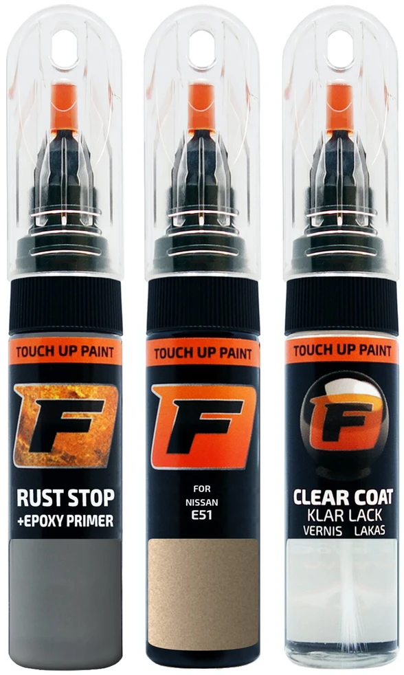 Firanto NISSAN E51 - HAZY GOLD Rinkinys: Dažų korektorius įbrėžimų taisymui + Rūdžių modifikatorius + Lakas 15 ml
