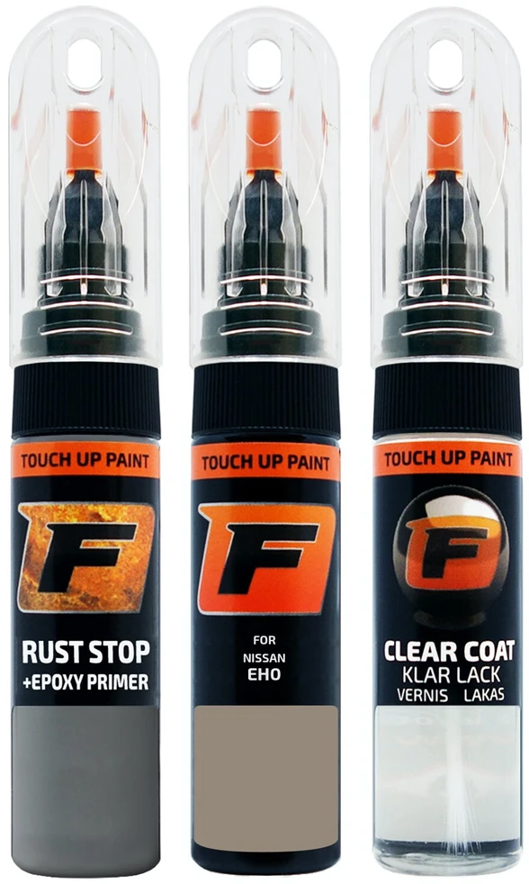 Firanto NISSAN EH0 - OLIVE Pilkas/TOPAZ MIST Rinkinys: Dažų korektorius įbrėžimų taisymui + Rūdžių modifikatorius + Lakas 15 ml