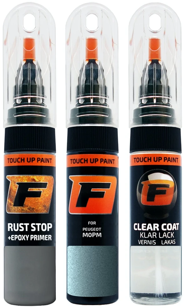 Firanto PEUGEOT M0PM - BLEU RIVIERE Rinkinys: Dažų korektorius įbrėžimų taisymui + Rūdžių modifikatorius + Lakas 15 ml