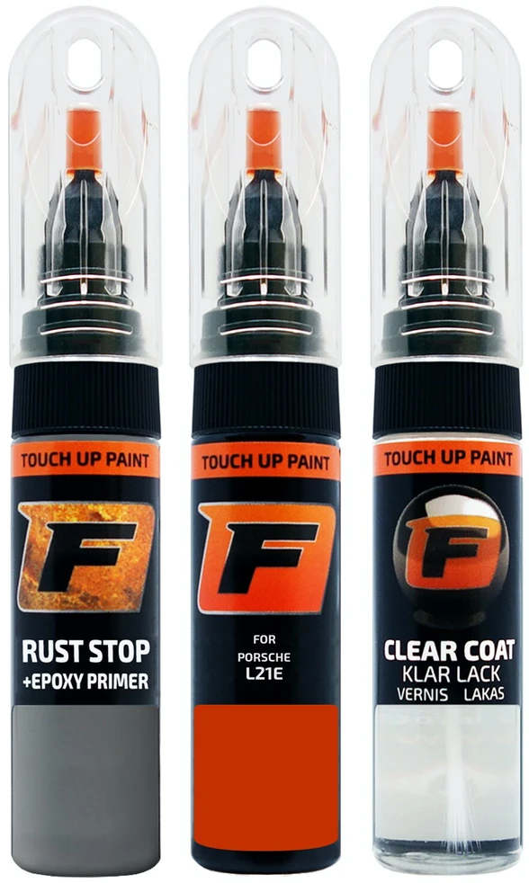 Firanto PORSCHE L21E - BLUTORANGE Rinkinys: Dažų korektorius įbrėžimų taisymui + Rūdžių modifikatorius + Lakas 15 ml