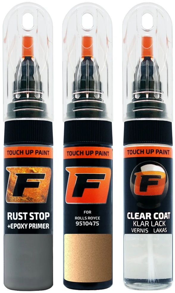 Firanto ROLLS ROYCE 9510475 - GOLD Rinkinys: Dažų korektorius įbrėžimų taisymui + Rūdžių modifikatorius + Lakas 15 ml