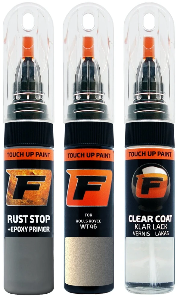 Firanto ROLLS ROYCE WT46 - GHOST Sidabrinis 100 Rinkinys: Dažų korektorius įbrėžimų taisymui + Rūdžių modifikatorius + Lakas 15 ml