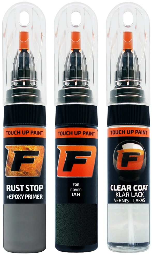 Firanto ROVER IAH - MONOGRAM Juodas OLIVE Rinkinys: Dažų korektorius įbrėžimų taisymui + Rūdžių modifikatorius + Lakas 15 ml