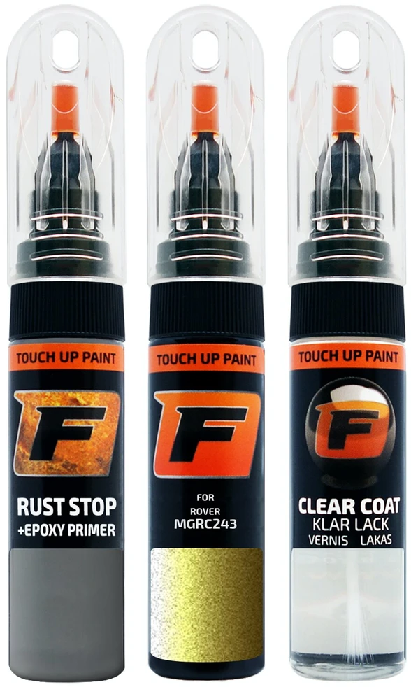 Firanto ROVER MGRC243 - MONOGRAM GOLDEN Žalias Rinkinys: Dažų korektorius įbrėžimų taisymui + Rūdžių modifikatorius + Lakas 15 ml