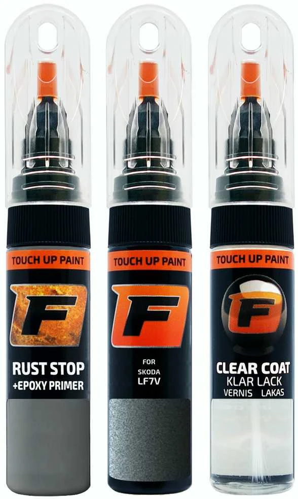 Firanto SKODA LF7V - GRAPHIT GRAU/SEDA GRAPHITE Rinkinys: Dažų korektorius įbrėžimų taisymui + Rūdžių modifikatorius + Lakas 15 ml