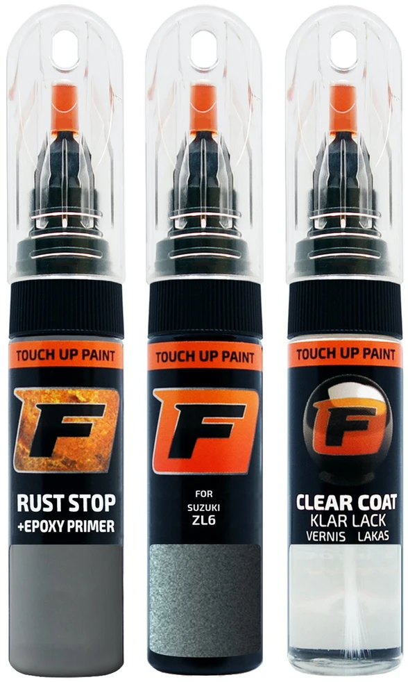 Firanto SUZUKI ZL6 - STEEL COOL Pilkas Rinkinys: Dažų korektorius įbrėžimų taisymui + Rūdžių modifikatorius + Lakas 15 ml