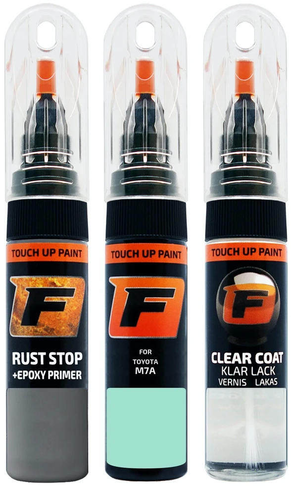 Firanto TOYOTA M7A - HAPPY TUNE PASTEL Žalias Rinkinys: Dažų korektorius įbrėžimų taisymui + Rūdžių modifikatorius + Lakas 15 ml