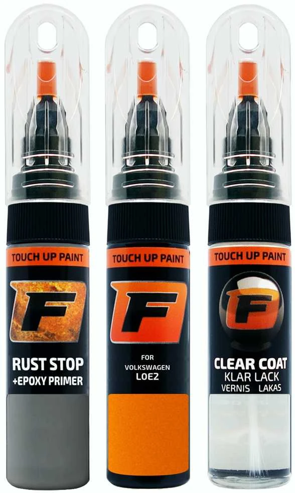 Firanto VOLKSWAGEN L0E2 - ARANCIO BOREALIS Rinkinys: Dažų korektorius įbrėžimų taisymui + Rūdžių modifikatorius + Lakas 15 ml