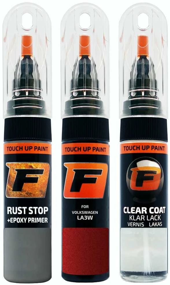 Firanto VOLKSWAGEN LA3W - Raudonas SPICE Rinkinys: Dažų korektorius įbrėžimų taisymui + Rūdžių modifikatorius + Lakas 15 ml