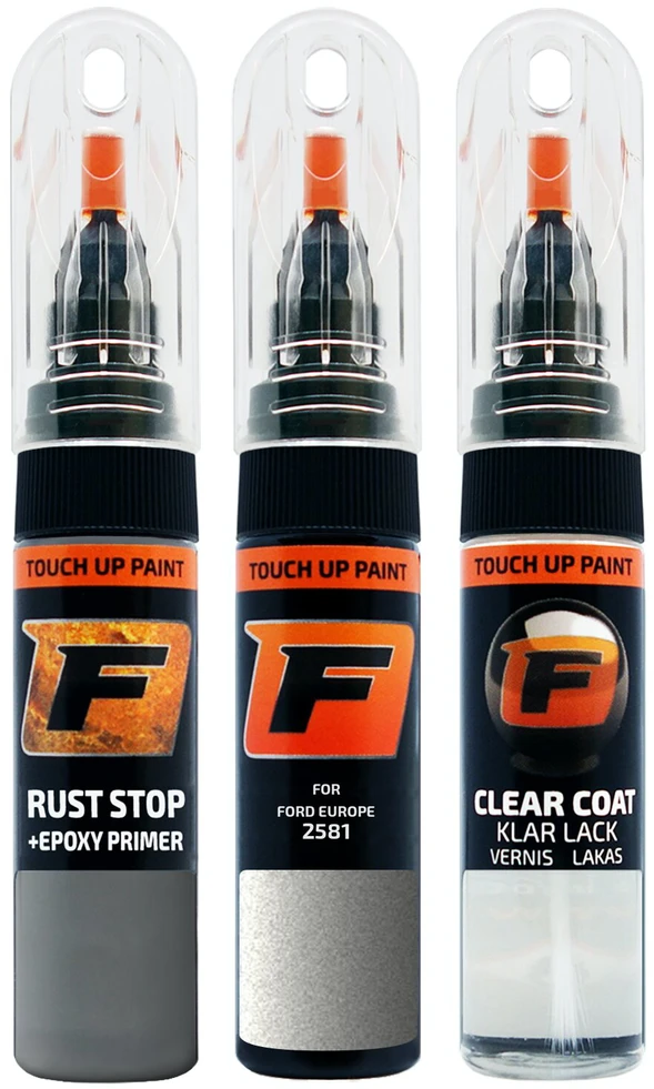 Firanto FORD EUROPE 2581 - JURA Pilkas Rinkinys: Dažų korektorius įbrėžimų taisymui + Rūdžių modifikatorius + Lakas 15 ml