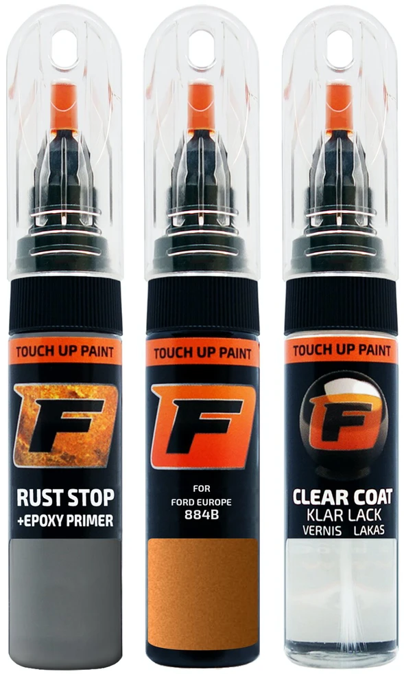 Firanto FORD EUROPE 884B - FLAME Oranžinis Rinkinys: Dažų korektorius įbrėžimų taisymui + Rūdžių modifikatorius + Lakas 15 ml