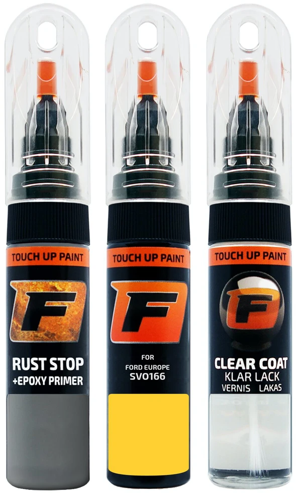 Firanto FORD EUROPE SVO166 - ZINC Geltonas 1018 Rinkinys: Dažų korektorius įbrėžimų taisymui + Rūdžių modifikatorius + Lakas 15 ml