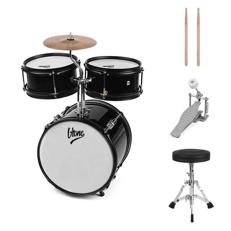 3 dalių vaikiškų būgnų komplektas V-TONE VD JUNIOR, juodas